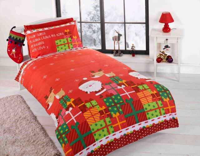 Rapport Home Dear Santa Duvet Cover Set with Pillowcase in Red - Size: Single - image 1