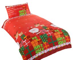 Rapport Home Dear Santa Duvet Cover Set with Pillowcase in Red - Size: Single - thumbnail 2