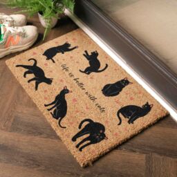 Artsy Mats Life Is Better With Cats Doormat (60 x 40cm) in Brown - Size: 40 cm x 60 cm - thumbnail 2