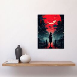 "Artery8 Wall Art Print Tokyo Midnight Cyberpunk Conceptual Cityscape Poster Picture in Red - Size: W18"" x H24""" - thumbnail 4
