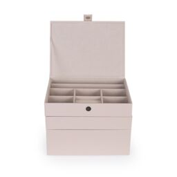 JLY Jewellery Box with Velvet Lining Organiser Storage Case Stackable 3 Layers in Beige - Size: 1 Pack - thumbnail 3