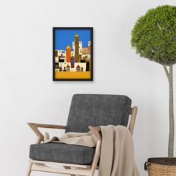 Artery8 Moroccan Cityscape Buildings Klimt Style Bold Artwork Framed Wall Art Print A4 in Black - thumbnail 2