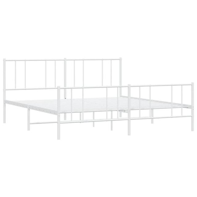 Berkfield Home Metal Bed Frame with Headboard & Footboard White 120x190 cm Sma… - Size: Super King - image 1