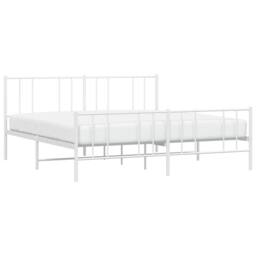 Berkfield Home Metal Bed Frame with Headboard & Footboard White 120x190 cm Sma… - Size: Super King - thumbnail 5
