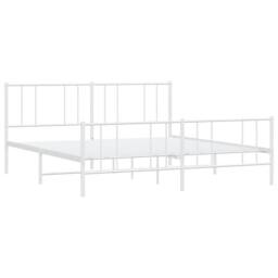 Berkfield Home Metal Bed Frame with Headboard & Footboard White 120x190 cm Sma… - Size: Super King - thumbnail 1