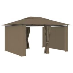 Berkfield Home Garden Marquee with Curtains 4x3 m Taupe 180 g/m ² in Beige - thumbnail 3