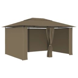 Berkfield Home Garden Marquee with Curtains 4x3 m Taupe 180 g/m ² in Beige - thumbnail 2
