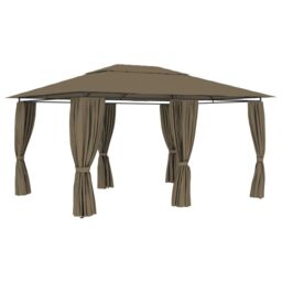 Berkfield Home Garden Marquee with Curtains 4x3 m Taupe 180 g/m ² in Beige