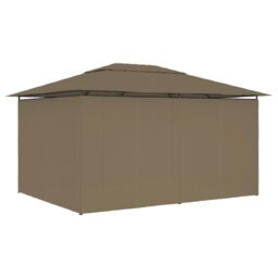 Berkfield Home Garden Marquee with Curtains 4x3 m Taupe 180 g/m ² in Beige - thumbnail 4