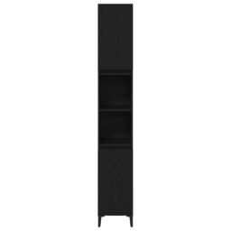 Berkfield Home Bathroom Cabinet Black Oak 30x30x190 cm Engineered Wood - Size: 30 x 30 x 190 cm - thumbnail 7