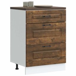 Berkfield Home Kitchen Base Cabinet Kalmar Smoked Oak Engineered Wood in Brown - thumbnail 1