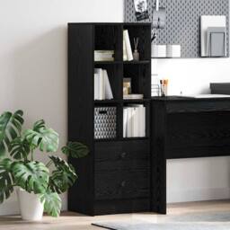Berkfield Home Black Oak Shelving Unit Black oak Engineered wood Large - thumbnail 2