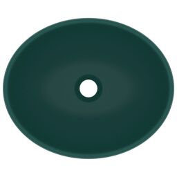 Berkfield Home Luxury Basin Oval-shaped Matt Dark Green 40x33 cm Ceramic - thumbnail 4