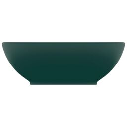 Berkfield Home Luxury Basin Oval-shaped Matt Dark Green 40x33 cm Ceramic - thumbnail 3