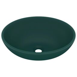 Berkfield Home Luxury Basin Oval-shaped Matt Dark Green 40x33 cm Ceramic - thumbnail 2