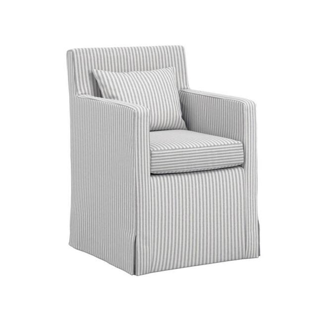 Lemon Pavilion Furniture Hettie Indoor Thin Stripe Dining Chair - Cotton Blend - L63xW58xH87 cm in Grey - image 1