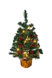Living and Home 53cm Mini Pre-lit Christmas Tree with Ball Ornaments & Red Berries in Green - thumbnail 3