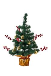 Living and Home 53cm Mini Pre-lit Christmas Tree with Ball Ornaments & Red Berries in Green - thumbnail 4