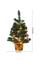 Living and Home 53cm Mini Pre-lit Christmas Tree with Ball Ornaments & Red Berries in Green - thumbnail 5