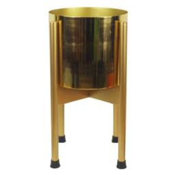 Leaf Metal Planter Stand Gold Metal Plant Pot 38.5cm x 18cm Design UK Botanik - Size: 38.5 cm x 18 cm - thumbnail 1