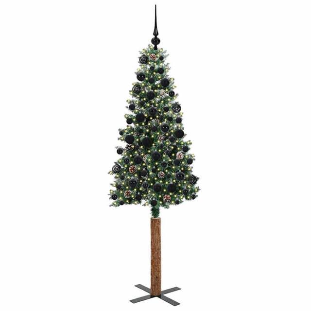 Berkfield Home Elegant Slim Christmas Tree with 300 LEDs Green & White 180 cm - image 1