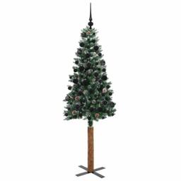 Berkfield Home Elegant Slim Christmas Tree with 300 LEDs Green & White 180 cm - thumbnail 4