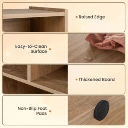 Costway Wood Storage Cube Bookcase 3 Tier 8 Cube Open Shelf Storage Cabinet in Natural - thumbnail 4