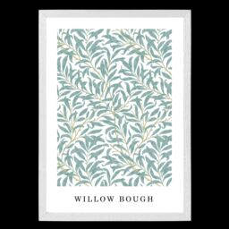 ARTZE Vintage William Morris Green & Yellow Willow Pattern Art Print / White Frame / SIZE: A2 - Size: A4 - thumbnail 2