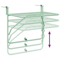 Berkfield Home Foldable Hanging Balcony Table - Mint Green, 60x40 cm, Steel in Green - Size: 60x40 cm - thumbnail 9