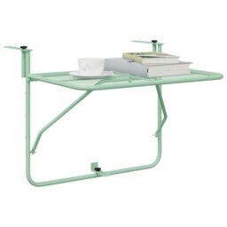 Berkfield Home Foldable Hanging Balcony Table - Mint Green, 60x40 cm, Steel in Green - Size: 60x40 cm - thumbnail 3