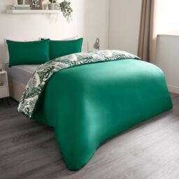 OHS Tropical Leaf Duvet Cover Reversible Bedding Set in Dark Green - Size: King - thumbnail 6