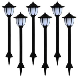 Berkfield Home Outdoor Solar Lamps 6 pcs LED Black - thumbnail 1