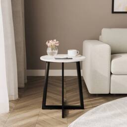Havendro White Marble Look Coffee Table with Steel Frame - thumbnail 3