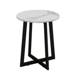 Havendro White Marble Look Coffee Table with Steel Frame - thumbnail 4