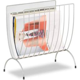 FLAVORA Silver Metal Magazine Newspaper Rack Holder Standing