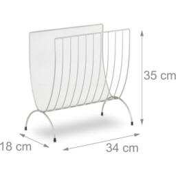 FLAVORA Silver Metal Magazine Newspaper Rack Holder Standing - thumbnail 2