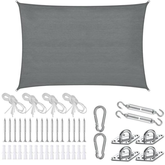 tectake Sun Sail Sonny, Uv Protected, Water-Resistant & Anti-Tear in Grey - Size: Large - image 1