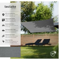 tectake Sun Sail Sonny, Uv Protected, Water-Resistant & Anti-Tear in Grey - Size: Large - thumbnail 2