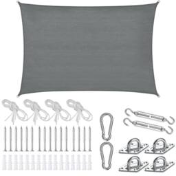 tectake Sun Sail Sonny, Uv Protected, Water-Resistant & Anti-Tear in Grey - Size: Large - thumbnail 1