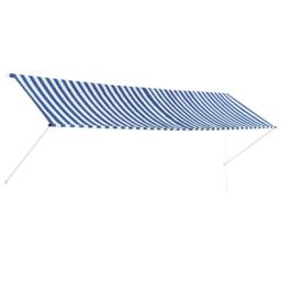 Berkfield Home Retractable Awning 400x150 cm Blue & White - thumbnail 2