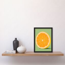Artery8 Wall Art Print Sliced Orange on Green Pastel Duotone Colour Block Fruit Kitchen Artwork Framed - Size: A4 - thumbnail 4