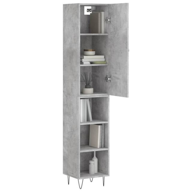 Berkfield Home Highboard Concrete Grey 34.5x34x180 cm Engineered Wood - image 1