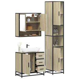 Berkfield Home 3 Piece Bathroom Furniture Set Sonoma Oak Engineered Wood in Light Tan - thumbnail 2
