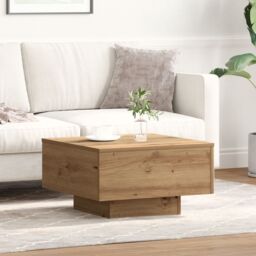 Berkfield Home Couch Table Artisan Oak Solid Oak Wood 55 x 55 x 31 cm Durable in Brown