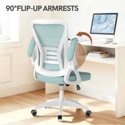 Gartistgo Ergonomic Mesh Office Chair with Flip-Up Arms & Lumbar Support in Mint - thumbnail 5