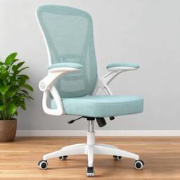 Gartistgo Ergonomic Mesh Office Chair with Flip-Up Arms & Lumbar Support in Mint - thumbnail 1