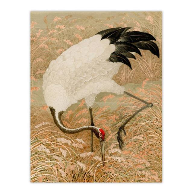 "Artery8 Sarus Crane Foraging in Rice Field Audsley Wall Art Print Poster in Beige - Size: W18"" x H24""" - image 1