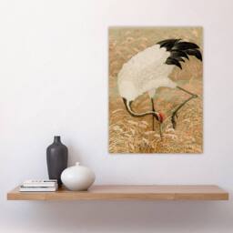 "Artery8 Sarus Crane Foraging in Rice Field Audsley Wall Art Print Poster in Beige - Size: W18"" x H24""" - thumbnail 4