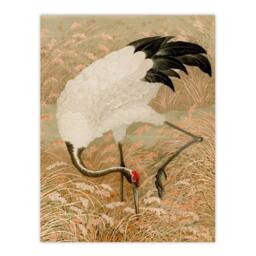 "Artery8 Sarus Crane Foraging in Rice Field Audsley Wall Art Print Poster in Beige - Size: W18"" x H24""" - thumbnail 1