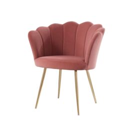Home Source Boucle Fabric Scallop Shell Chair Wing Back Armchair Sofa Gold Legs in Pink - thumbnail 7